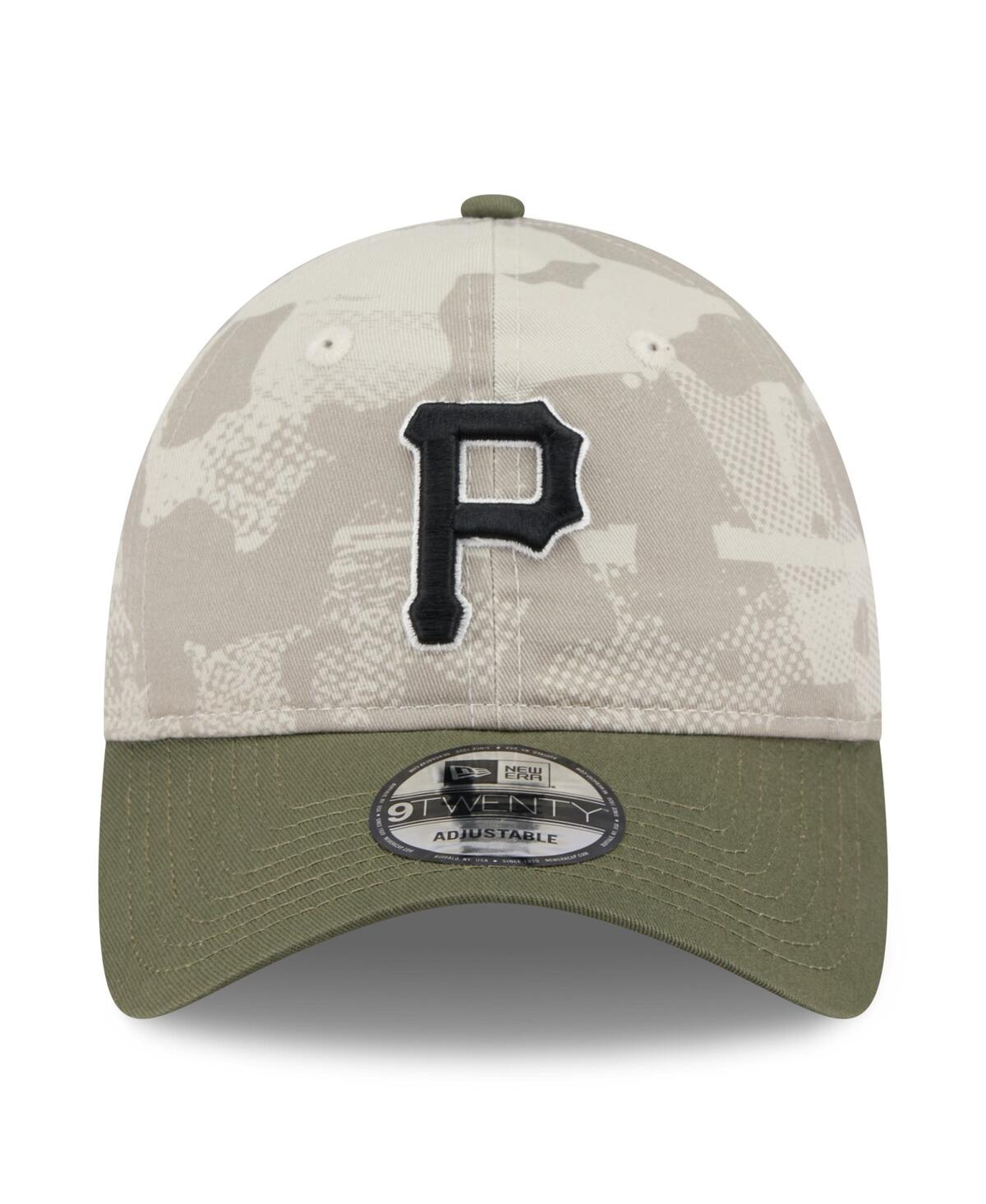 NEW ERA MEN'S LIGHT BEIGE/OLIVE PITTSBURGH PIRATES 2025 ARMED FORCES DAY 9TWENTY ADJUSTABLE HAT 