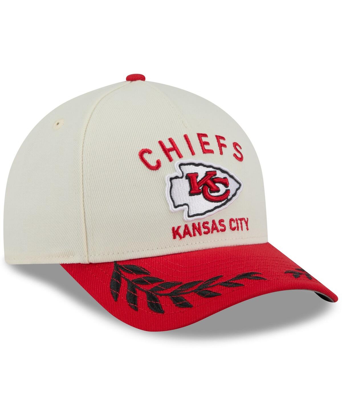 NEW ERA MEN'S CREAM/RED KANSAS CITY CHIEFS 2025 NFL DRAFT 9FORTY A-FRAME M-CROWN ADJUSTABLE HAT 