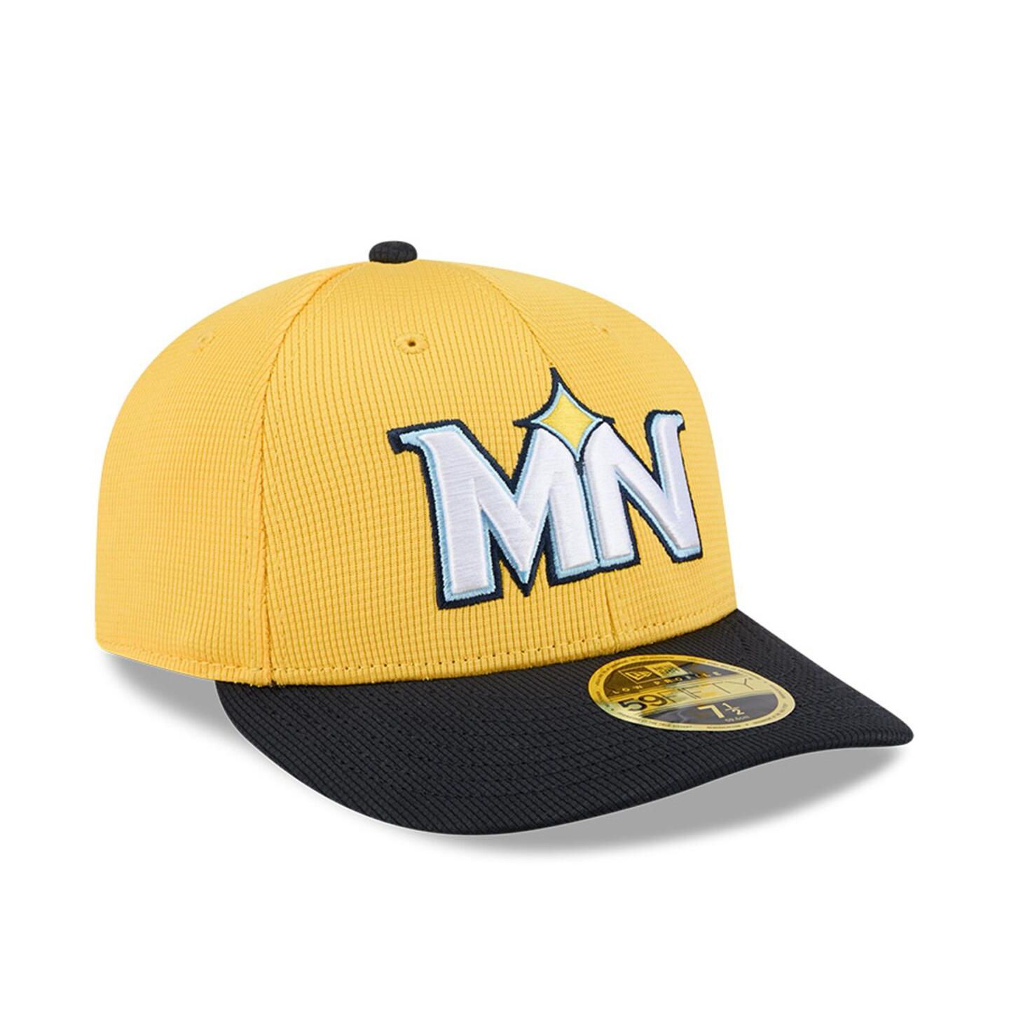 Мужская кепка New Era Yellow/Black Minnesota Twins City Connect Batting Practice Low Profile 59FIFTY Fitted Hat — фото 3