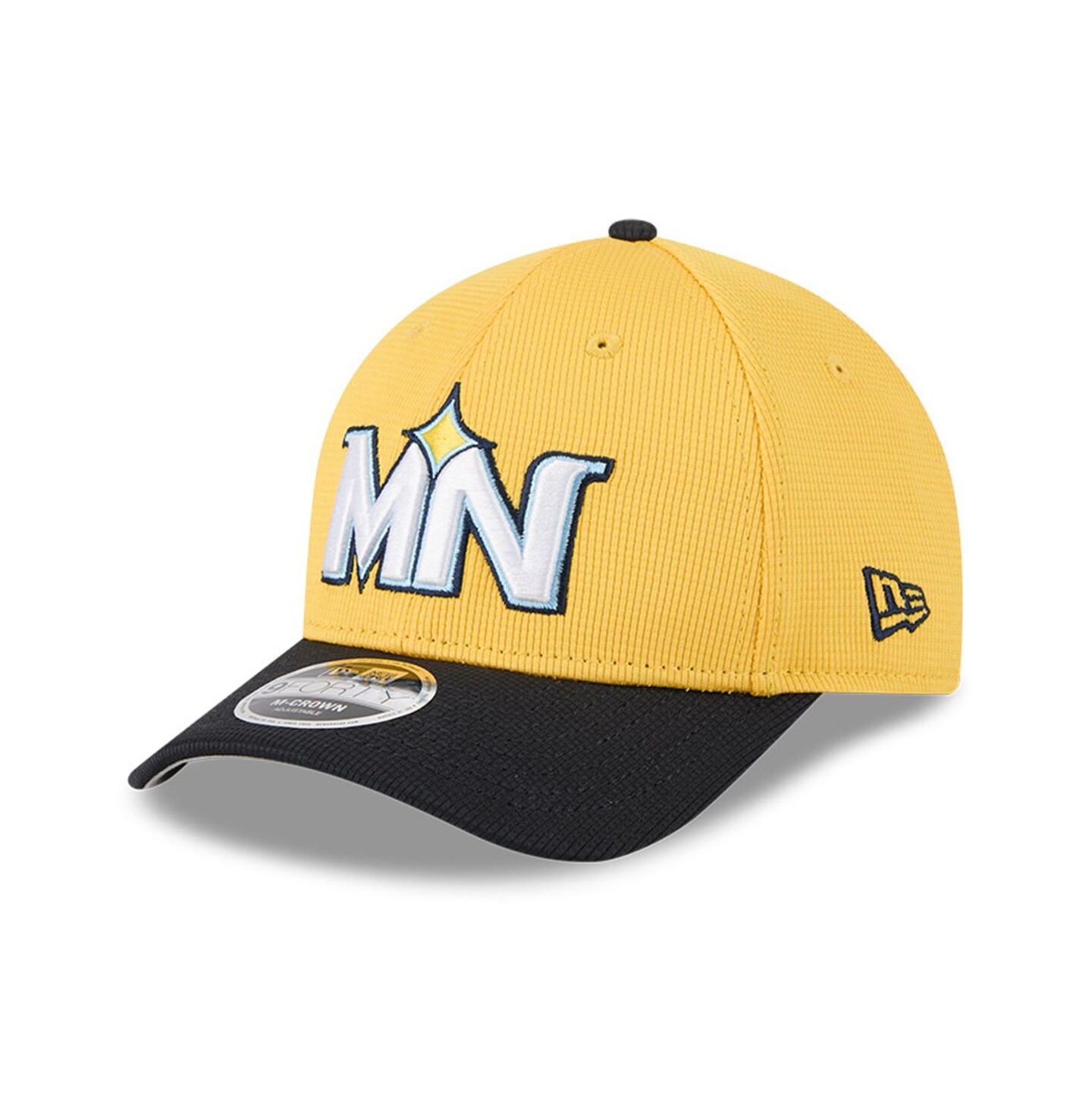 Мужская кепка New Era Yellow/Black Minnesota Twins City Connect Batting Practice 9FORTY M-Crown Adjustable Hat — фото 1