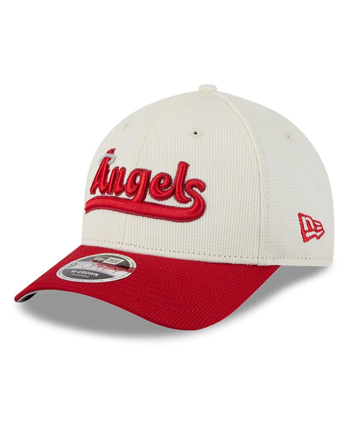 NEW ERA MEN'S CREAM/RED LOS ANGELES ANGELS CITY CONNECT BATTING PRACTICE 9FORTY M-CROWN ADJUSTABLE HAT 