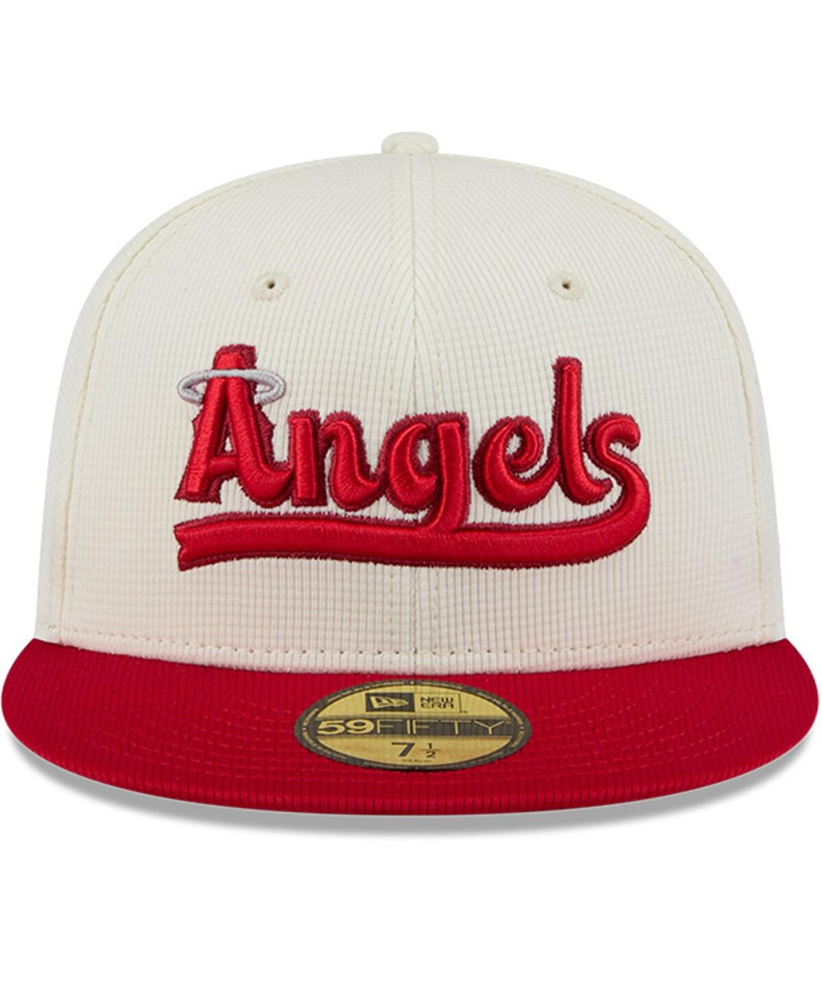 New Era Men's Cream/red Los Angeles Angels City Connect Batting Practice 59fifty Fitted Hat