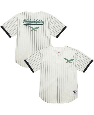 Mitchell & Ness - Men's Cream Philadelphia Eagles Vintage Logo Final Seconds Full-Button Mesh Top