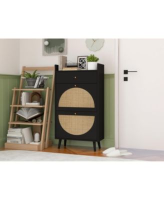 Streamdale Rattan, Allen 2 door 1 drawer cabinet, shoe rack, double layer, suitable for entrance