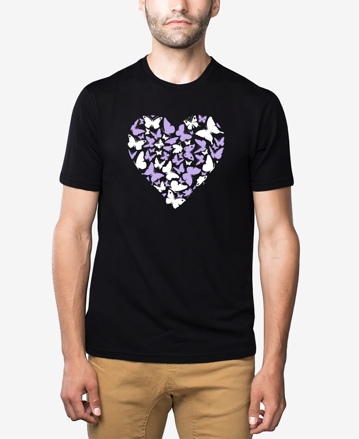 La Pop Art Men's Butterfly Heart Premium Blend Word Art T-shirt
