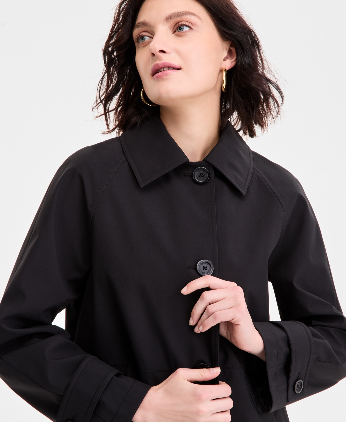 Michael Kors Michael  Petite Single-breasted Trench Coat In Black