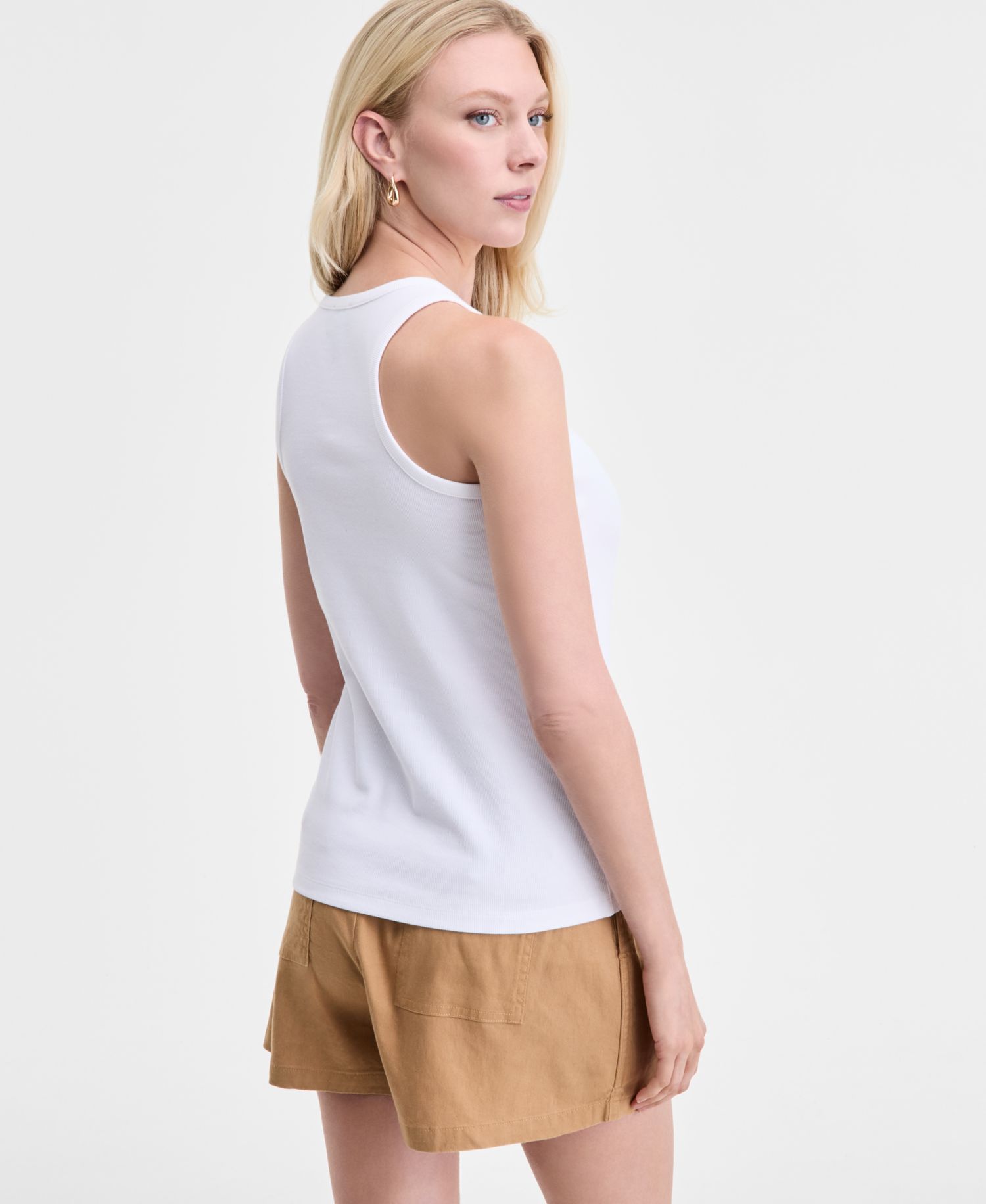 Women's Rib Knit Hardware-Trim Tank Top