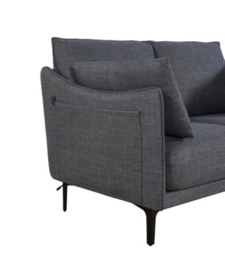 2.5 Seater Sofa For Primary Living Space, Bed Room, Office, USB Charge Port, 2 Pillows,Metel Legs