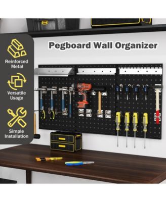 Wall-Mounted Pegboard Kit with 3 Pegboards for Garage Workshop