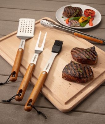 4-Piece Ash Wood Grill Tool Set