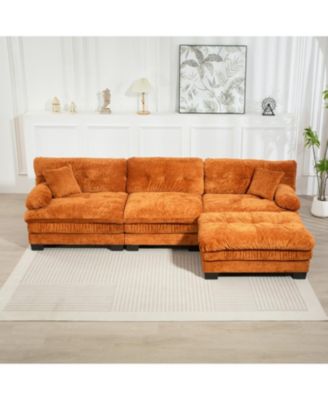 Streamdale L-Shaped Sectional Sofa Sleeper Couch - Orange