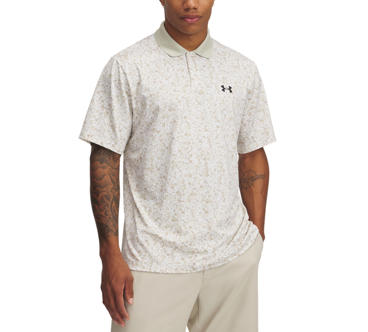Men's Matchplay Printed Logo Polo Shirt - White / Downpour Gray / Downpour Gray