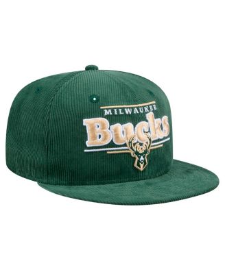 Men's Hunter Green Milwaukee Bucks Throwback Display Corduroy 9FIFTY Snapback Hat