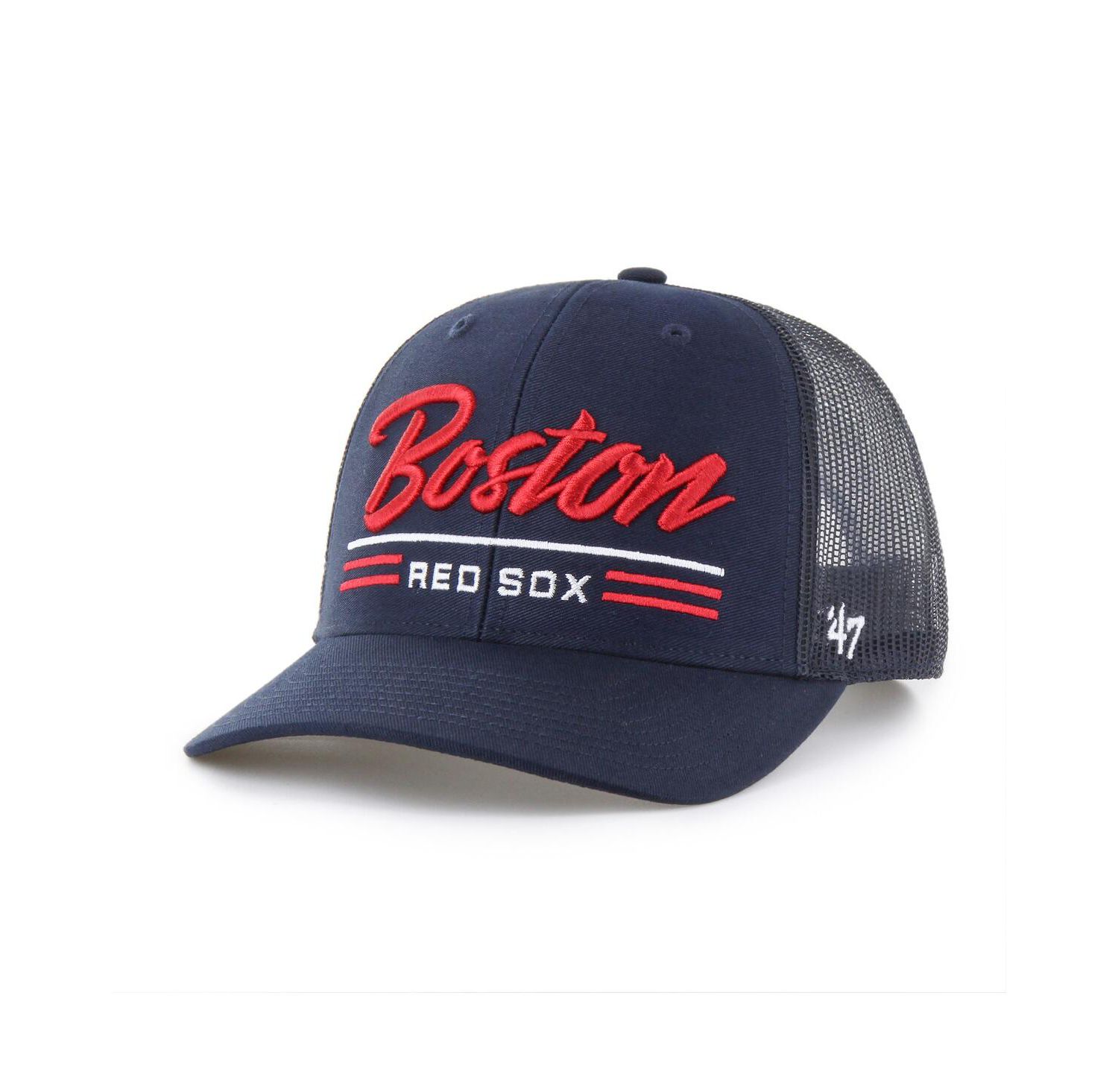 Men's Navy Boston Red Sox Garner Trucker Adjustable Hat