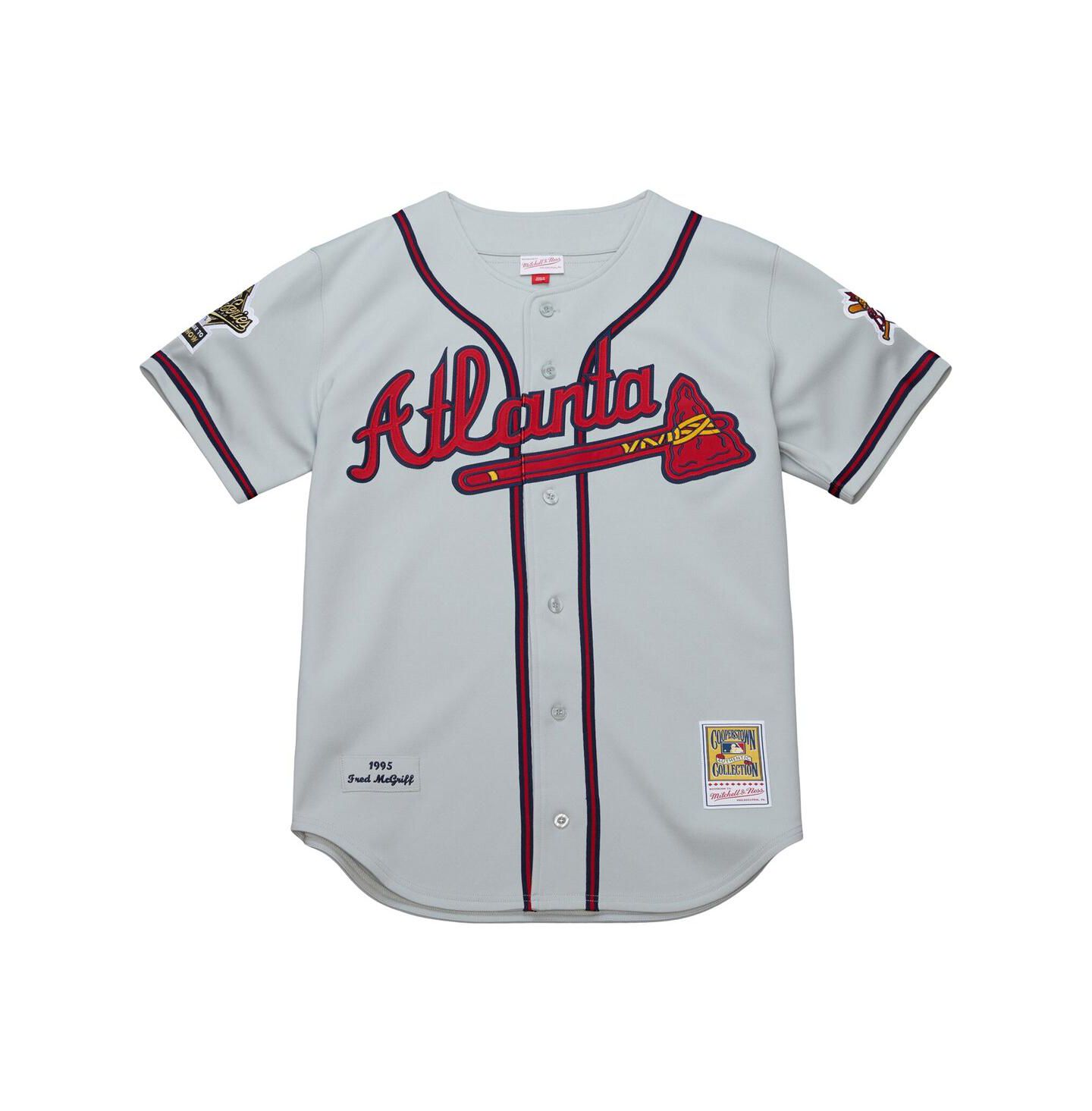 Мужской топ Mitchell & Ness Fred McGriff Gray Atlanta Braves 1995 Throwback Authentic Jersey — фото 2