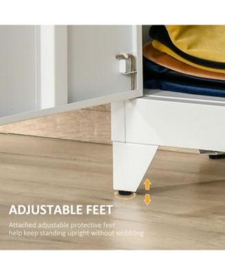 Industrial Storage Cabinet, Steel Garage Cabinet with Double Doors and Adjustable Shelves, White