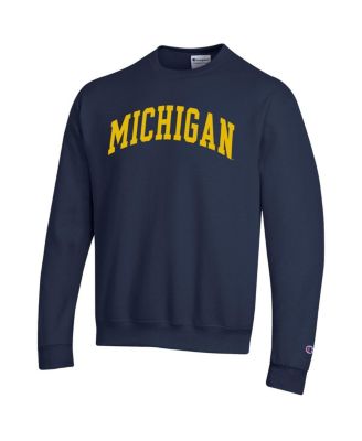 Men's Navy Michigan Wolverines Basic Arch Fleece Pullover Sweatshirt
