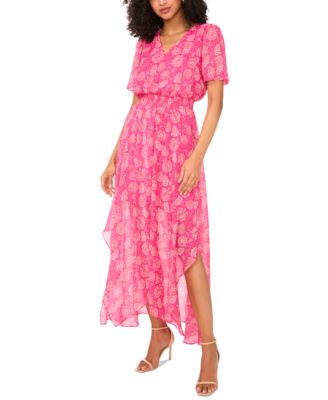 Women's Flutter-Sleeve Handkerchief-Hem Maxi Dress