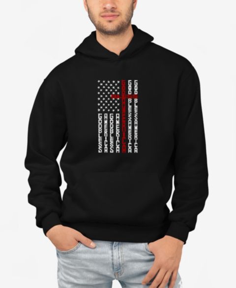 Мужское худи LA Pop Art Cross Flag Word Art Hooded, цвет: Чёрный