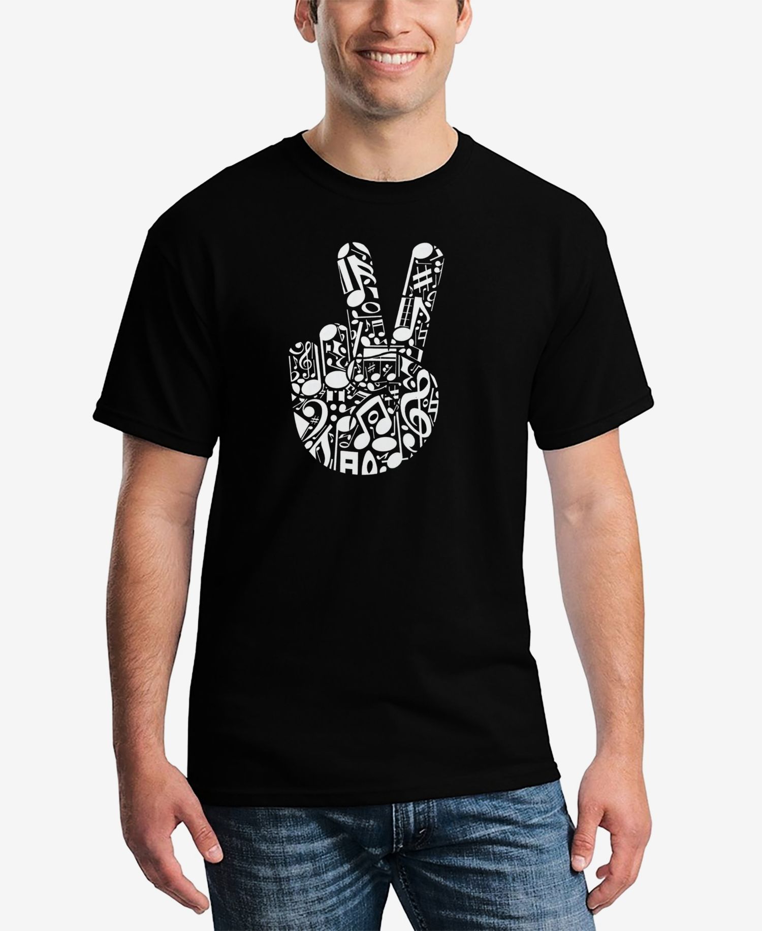 Men's Peace Finger Notes Word Art T-Shirt