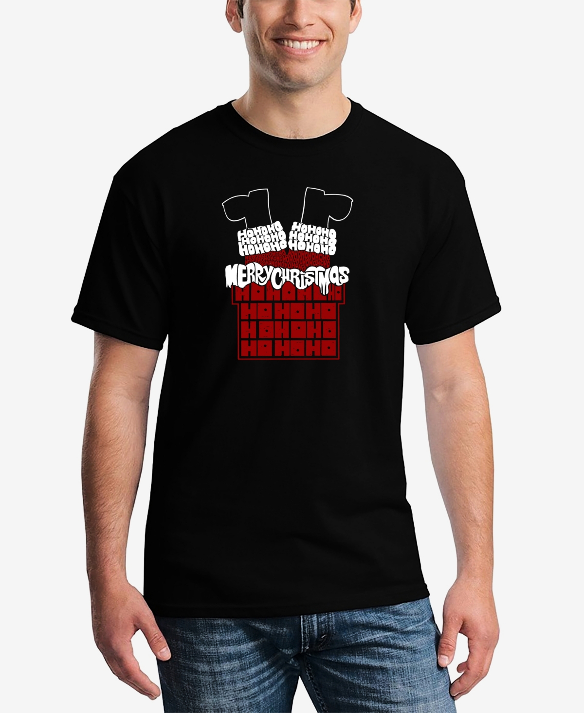Men's Chimney Santa Word Art T-Shirt - Gray