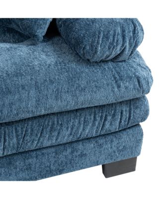 Streamdale Blue Chenille Sectional Sofa Sleeper