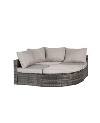 Streamdale 8pc Outdoor Patio Sofa Set, Wicker Sectional with Ottoman & Table