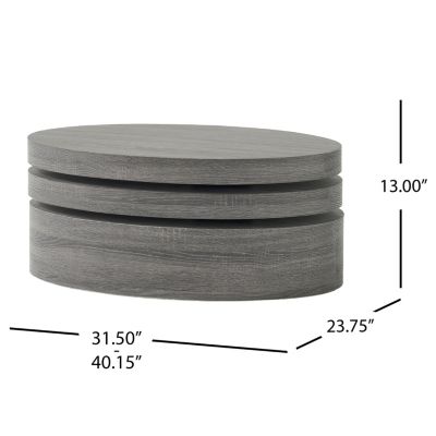 Streamdale Multi-Functional Oval Rotating Coffee Table with 3 Layer Surfaces