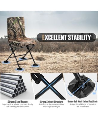 Swivel Folding Chair with Backrest and Padded Cushion