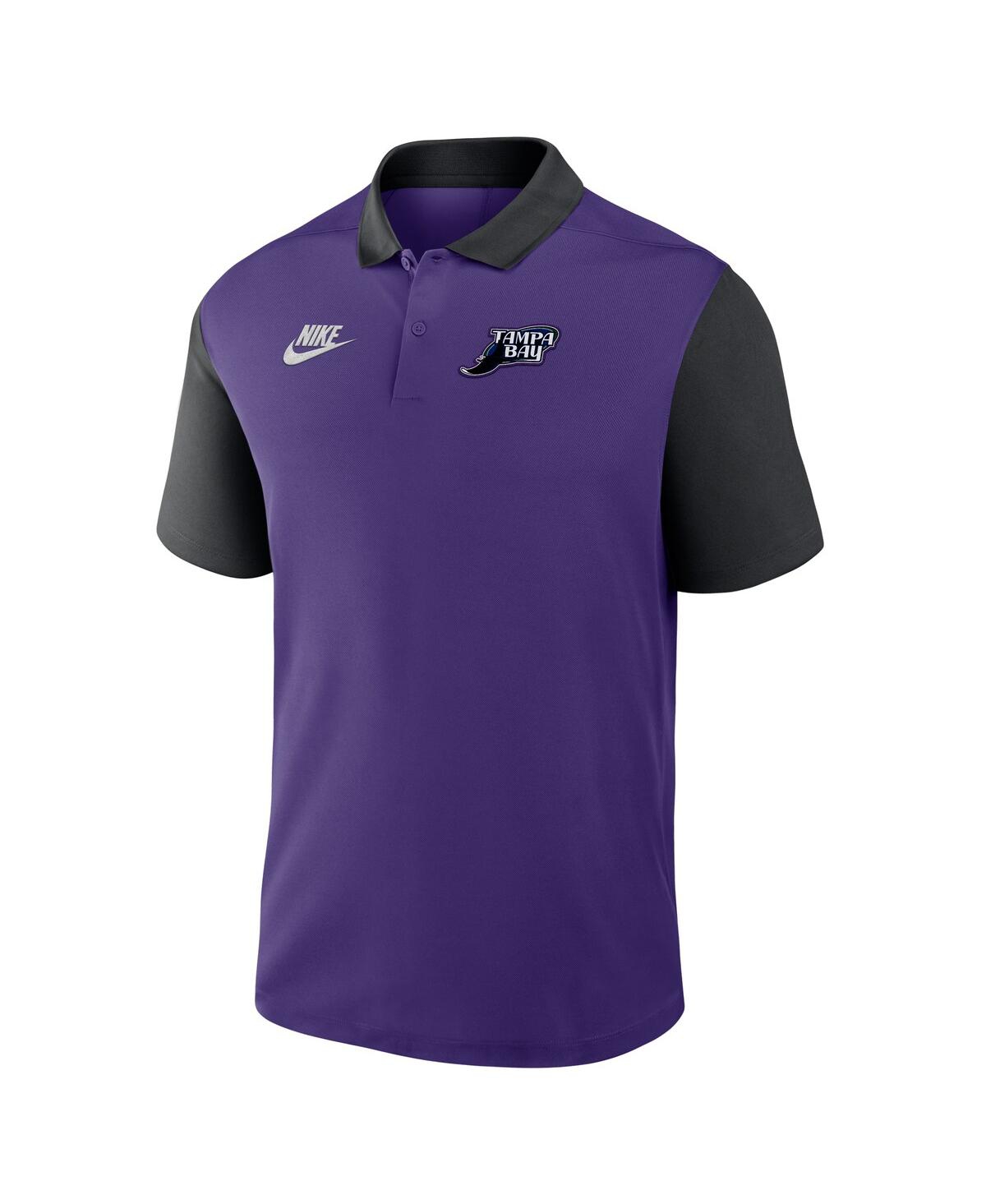 Nike Men's Purple/black Tampa Bay Rays Cooperstown Collection Color-block Victory Performance Polo Shirt