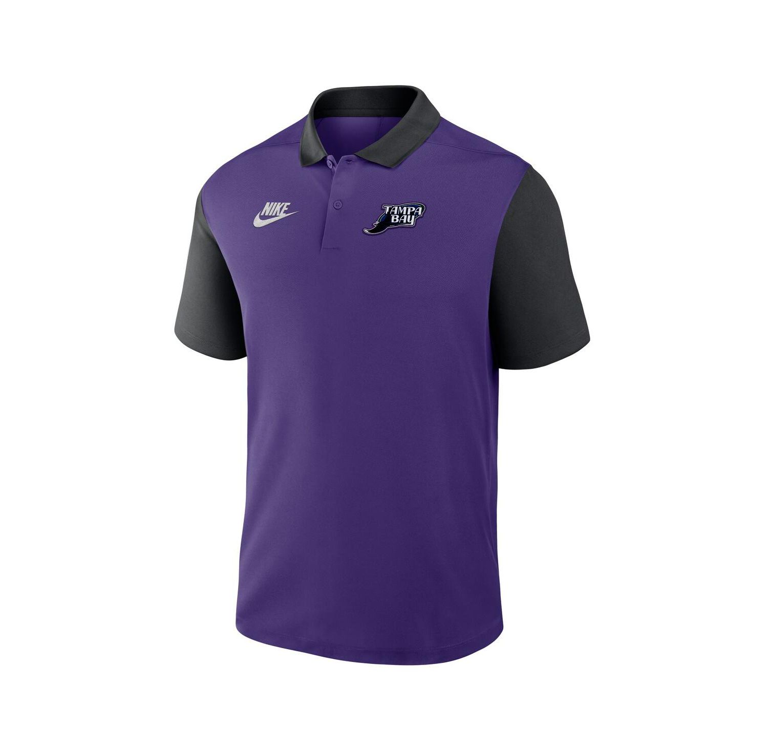 Men's Purple/Black Tampa Bay Rays Cooperstown Collection Color-Block Victory Performance Polo Shirt