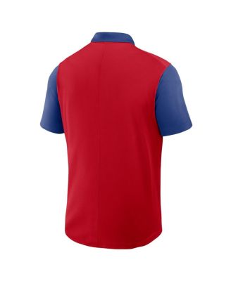 Men's Red/Royal Atlanta Braves Cooperstown Collection Color-Block Victory Performance Polo Shirt