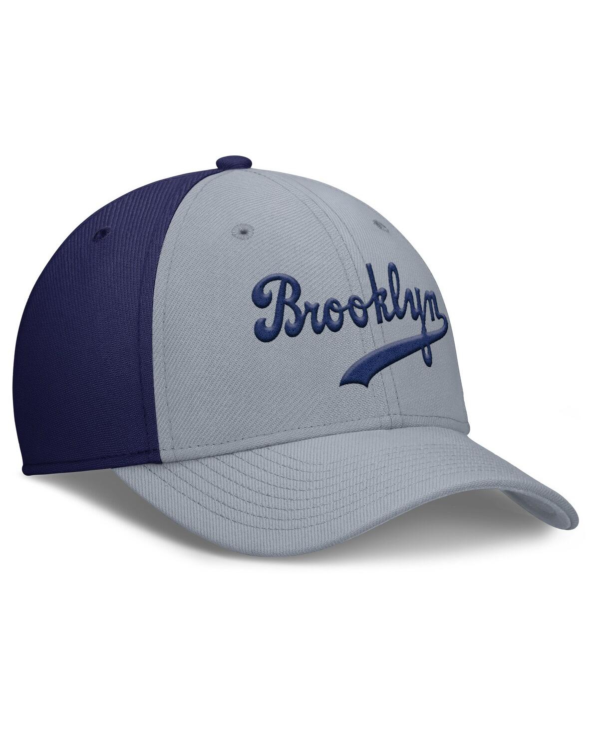 Nike Men's Gray/navy Brooklyn Dodgers Rise Swoosh Performance Flex Hat