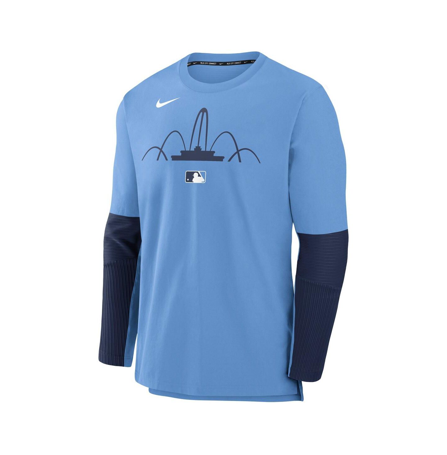 Мужская футболка Nike Light Blue Kansas City Royals Authentic Collection City Connect Lightweight Player Tri-Blend Performance Long Sleeve — фото 2