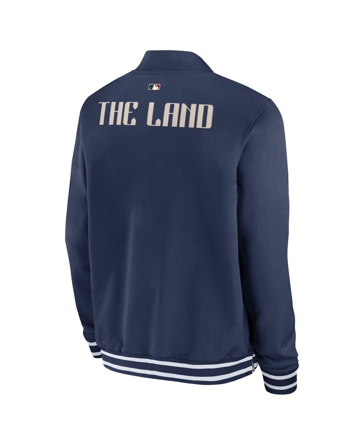 Nike Cleveland Guardians Authentic Collection City Connect  Men's Mlb Full-zip Bomber Jacket In Blue