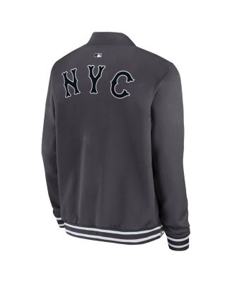 Men's Anthracite New York Mets Authentic Collection City Connect Full-Zip Bomber Jacket