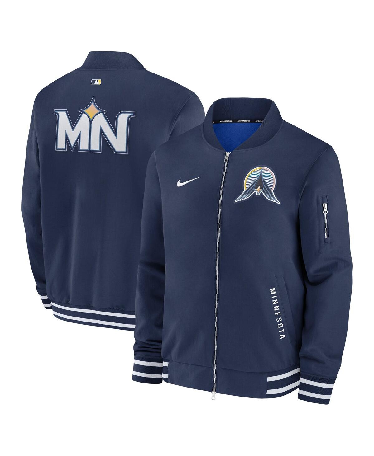 Men's Navy Minnesota Twins Authentic Collection City Connect Full-Zip Bomber Jacket - Navy
