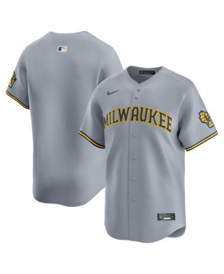 Nike - Men's Gray Milwaukee Brewers Away Limited Jersey