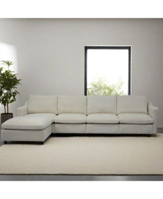 Streamdale Beige Modular Cloud Sofa, Ottoman & Pillows Modern Living Room Couch