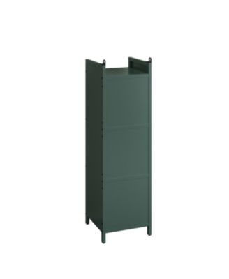 Streamdale Glass Door Cabinet with 7 Tier Storage, Modern Dark Green