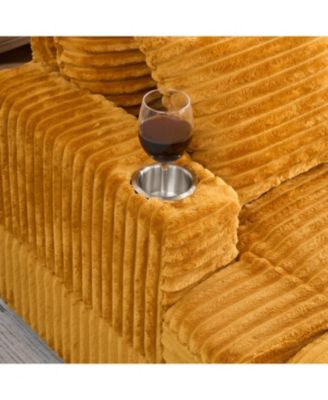 Cozy Armchair & Ottoman Set 39" Spring Upholstered Sofa with Cup Holder