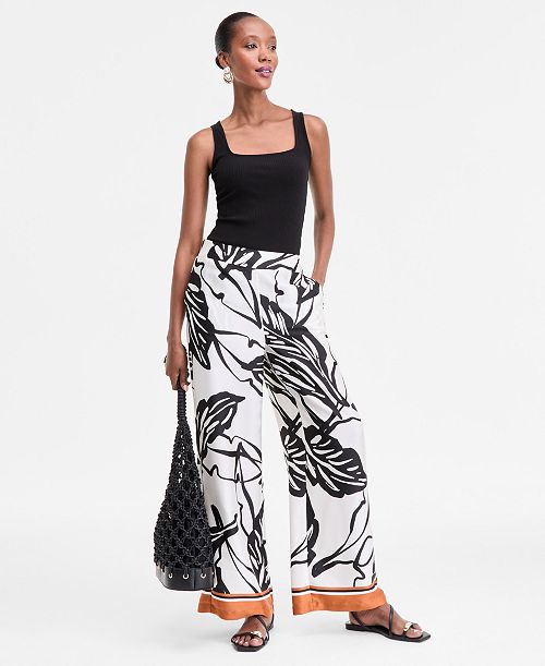 alfani I.N.C. International Concepts Women's Printed Wide-Leg Pants Exclusively at Macy's Women's Fashion Shoes & Accessories