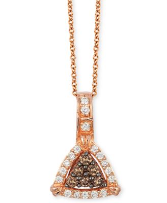 Le Vian - Chocolate and Vanilla Diamond Triangle Pendant Necklace (1/4 ct. t.w.) in 14k Rose Gold