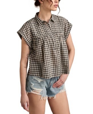 Women's Cotton Pintuck Button-Front Top