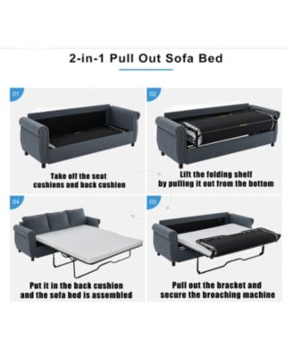 Streamdale 2-in-1 Queen Sleeper Sofa Bed with Memory Foam Mattress, Pull Out Couch Bed (Dark Gray