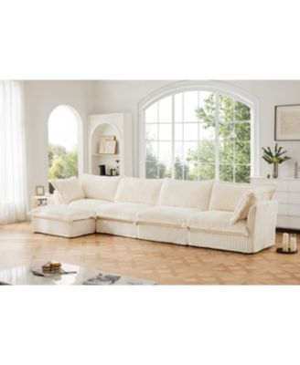 L-Shape Corner Sectional Sofa with Armrests, Deep Seat and Pillows