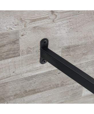 Streamdale Retro Rectangular Dining Table - Textured Gray Top, Black Metal Legs