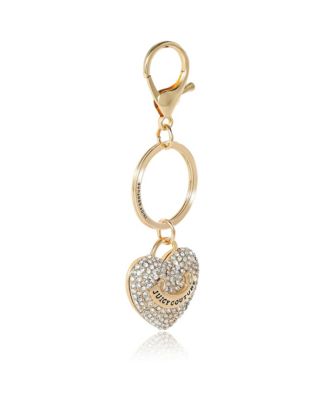 Gold-Tone Pave Heart Keychain & Earrings Set