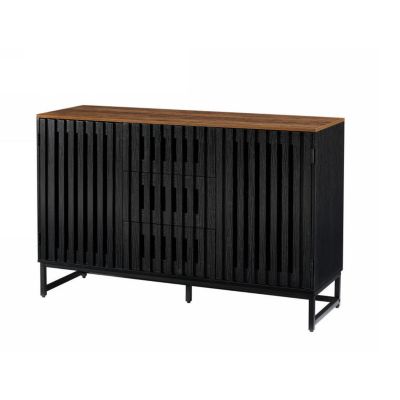 Modern 3-Drawer 4-Shelf Dresser with Striped Grille