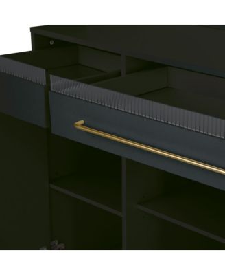  Freestanding 63" W Buffet with Hutch, Coffee Bar Storage Cabinet, Blue